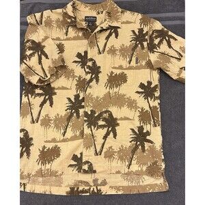 Woolrich Button Up Shirt Mens Medium Multicolor Short Sleeve Palm Tree Beach